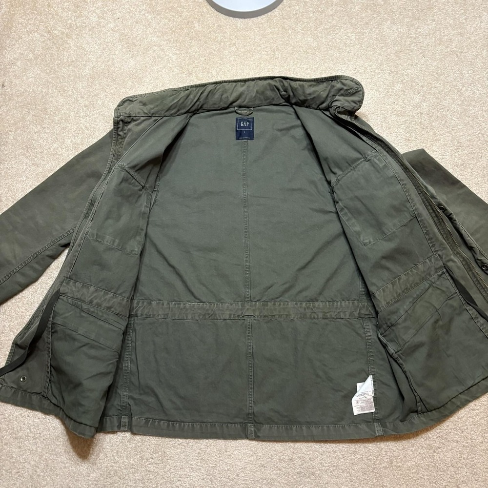 Gap Military Jacket Mens Large Green Fatigue Field Utility Hooded Canvas M-65 - Picture 3 of 16